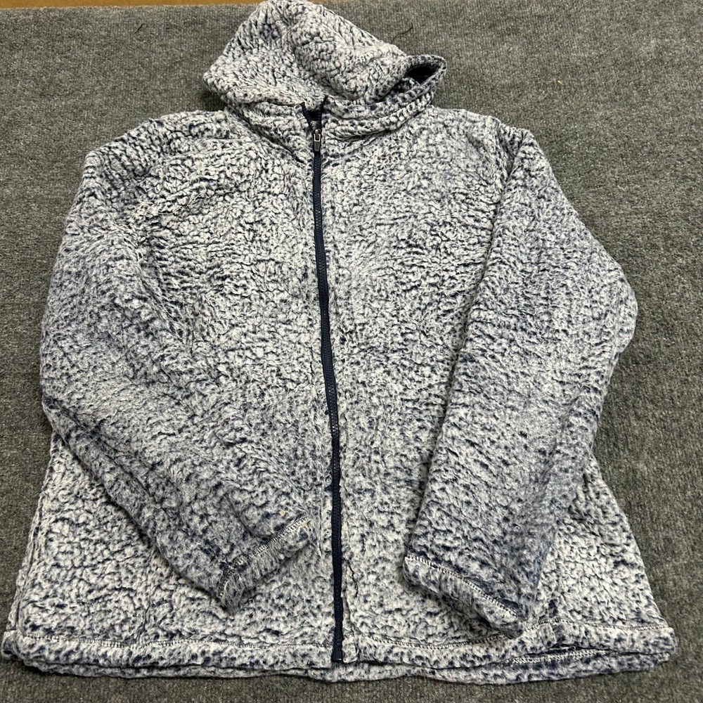 RBX Hoodie Womens Size XL Blue Sherpa Fleece Full Zip Marbled Athletic Jacket